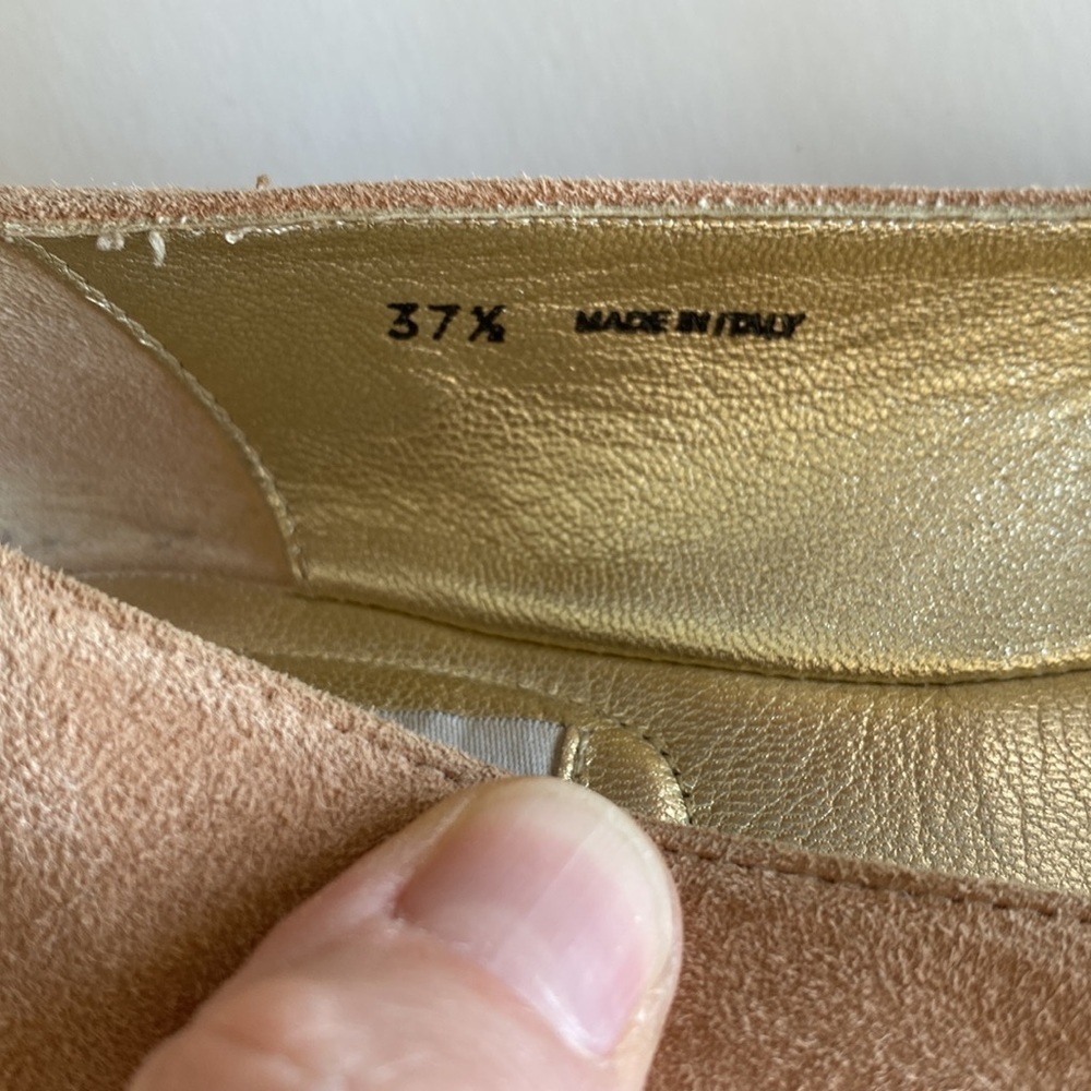 Jimmy Choo ballet flats women’s 37.5 pink/tan suede rose gold toe EUC - Picture 7 of 9